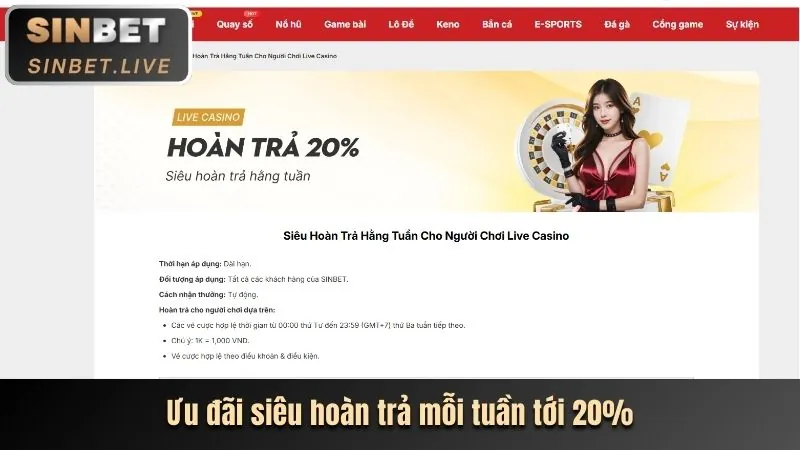 Hoàn Trả Hàng Tuần SIN88